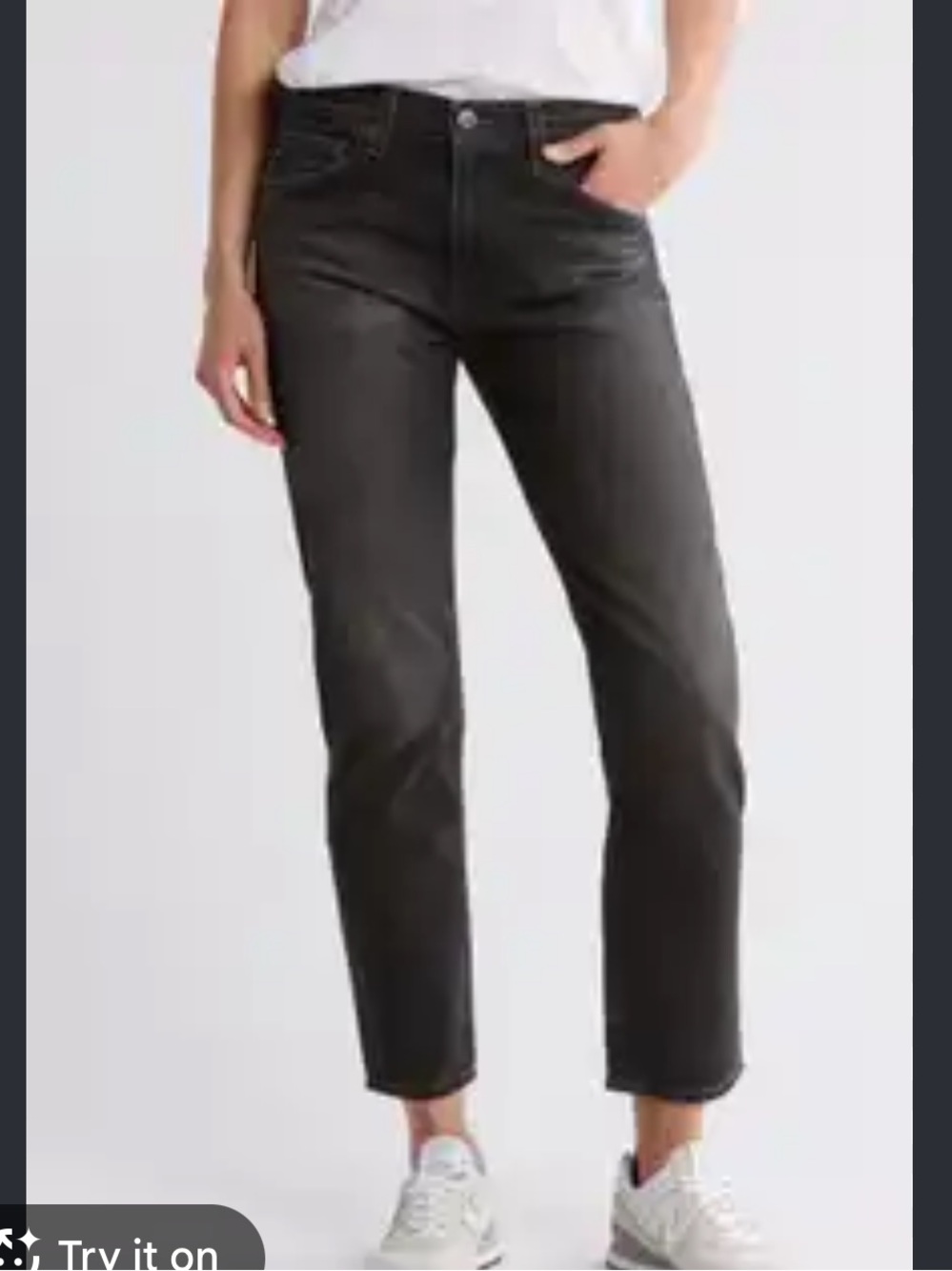 AG | Kinsley High Rise Pop Crop denim charcoal gray high straight leg jeans 29